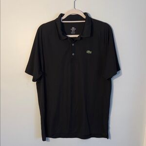 Lacoste Men's Black Polo with Green Crocodile Logo